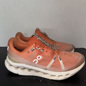 On Running Cloudsurfer 7 Running Shoes Blood Orange Flame White Womens Sz 8.5